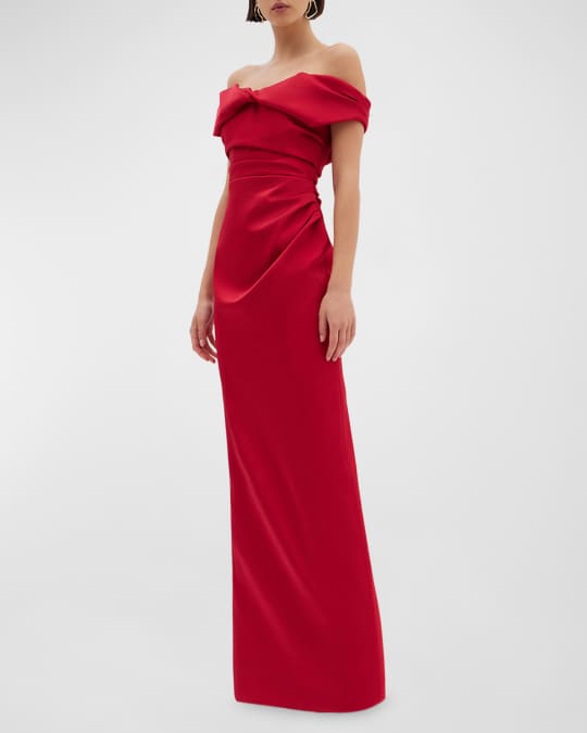silk off shoulder dress Silk White Off-The-Shoulder Column Gown – Monique Lhuillier