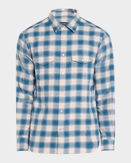 TOM FORD Men's Cotton Soft Check Western Shirt | Neiman Marcus