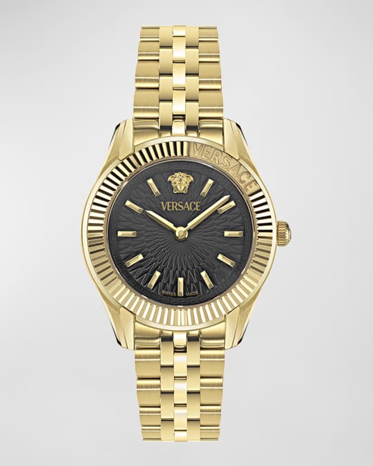 Versace 30mm Greca Time Watch with Bracelet Strap, Gold/Black