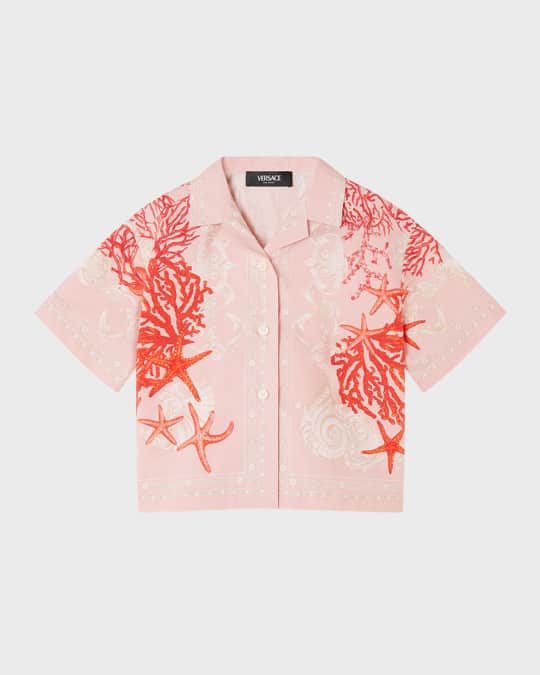 Girl's Starfish Barocco-Trim Button Down Shirt