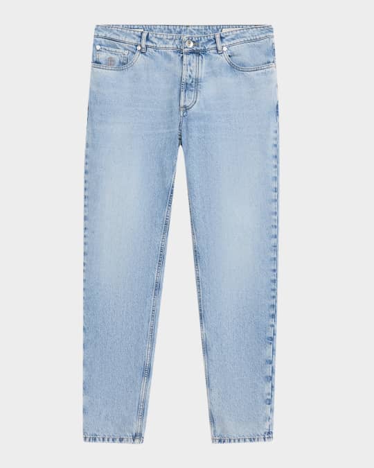 Brunello Cucinelli Men's Slim Light-Wash Denim Jeans | Neiman Marcus