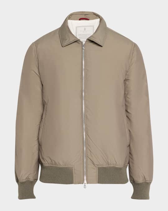 Brunello Cucinelli Men's Nylon-Silk Full-Zip Bomber Jacket