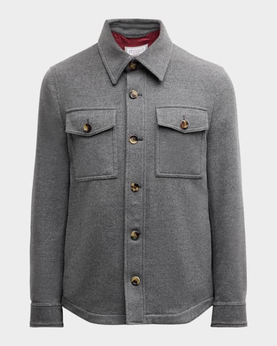 【関税&送料込】Brunello Cucinelli Wool Overshirt Gray Wool Overshirt | BRUNELLO CUCINELLI | MR PORTER