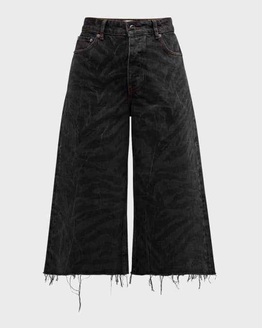 Long Laser Denim Shorts