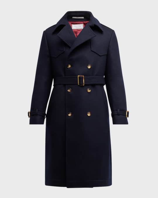 アウターその他 BRUNELLO CUCINELLI Double-breasted wool coat BLUE NAVY Brunello Cucinelli Men's Double-Faced Wool Trench Coat