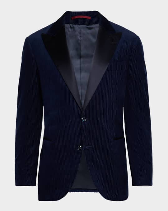 Brunello Cucinelli Men's Corduroy Satin-Lapel Dinner Jacket