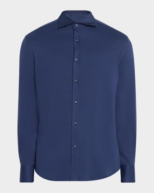 Men's French-Collar Cotton Jersey Sport Shirt
