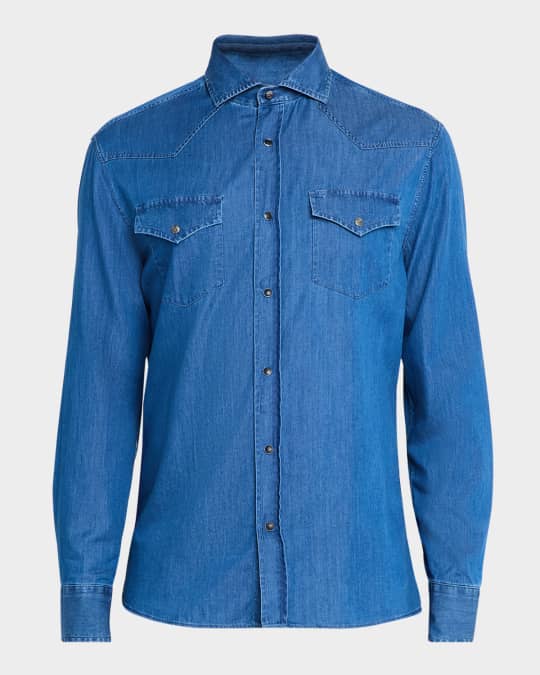 Men's Denim Snap-Front Western Shirt