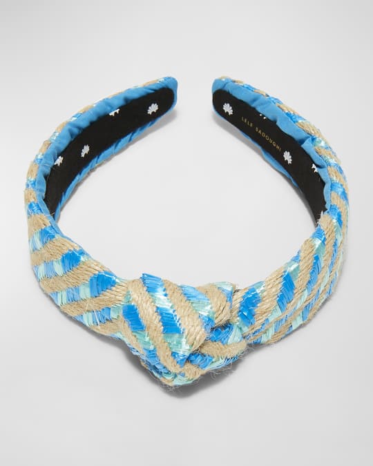 Striped Raffia Slim Knotted Headband 