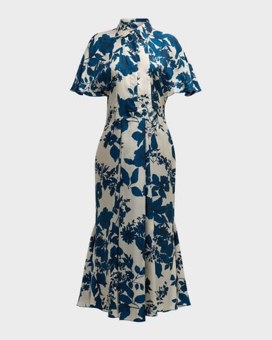 Louisa Floral-Print Silk Midi Dress