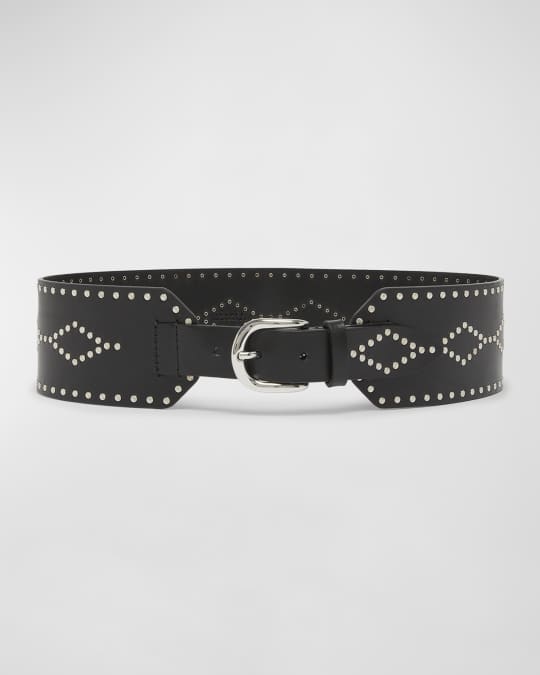 Isabel Marant Lucie Studded Wide Leather Belt | Neiman Marcus