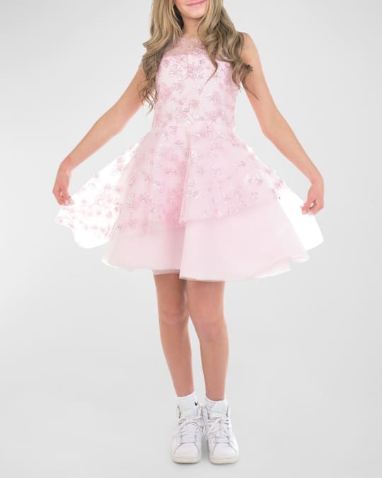Girl's Kris Sequin Trim Dress, Size 7-16