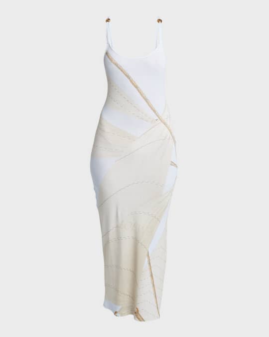 【送料&関税込】Loewe Knit-print Long Dress Loewe x Paula Ibiza Knit Rope Print Maxi Dress | Neiman Marcus
