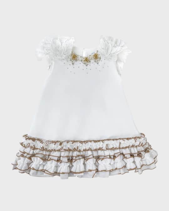 Girl's Angelina Couture Feather Dress, Size 12M-8
