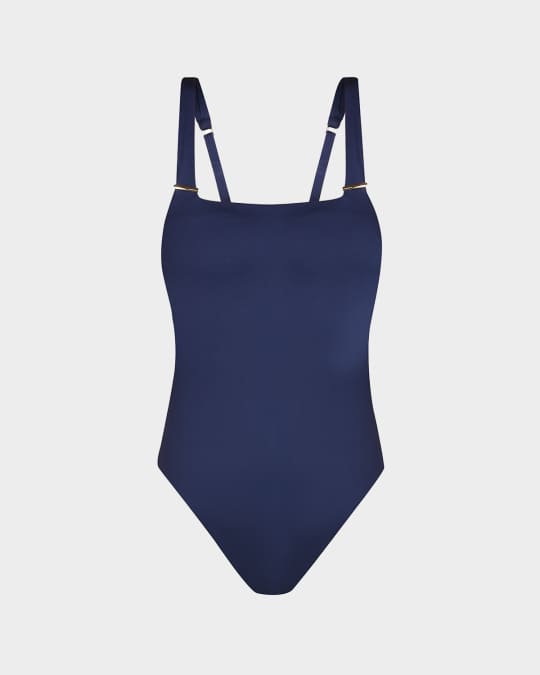 Liana Square Neck One-Piece Swimsuit - Blue Mix