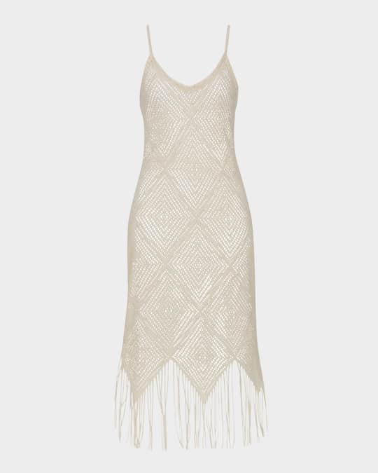 La Blanca Crochet the Day V-Neck Midi Dress | Neiman Marcus