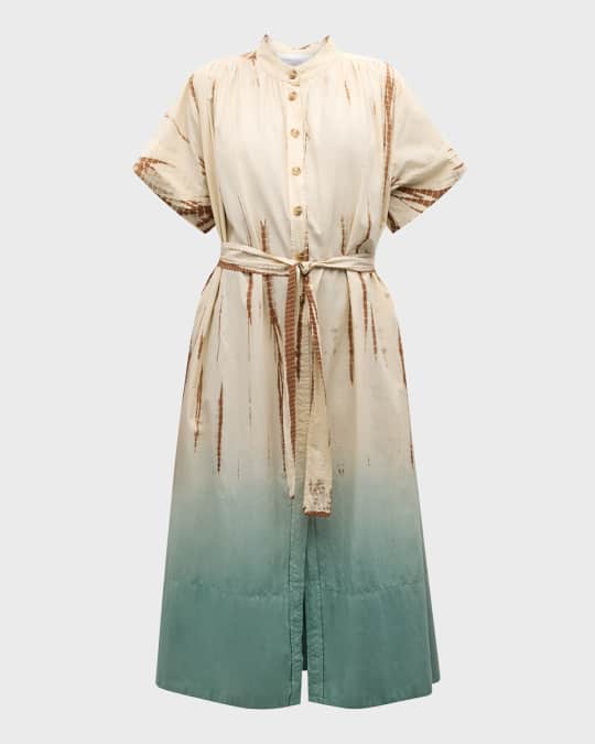 Ciao Ombre Button-Down Cotton Midi Dress