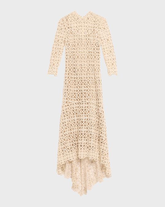 teri jon by rickie freeman stretch crochet maxi dress Teri Jon Rickie Freeman High-Low Stretch Crochet Maxi Dress size 12