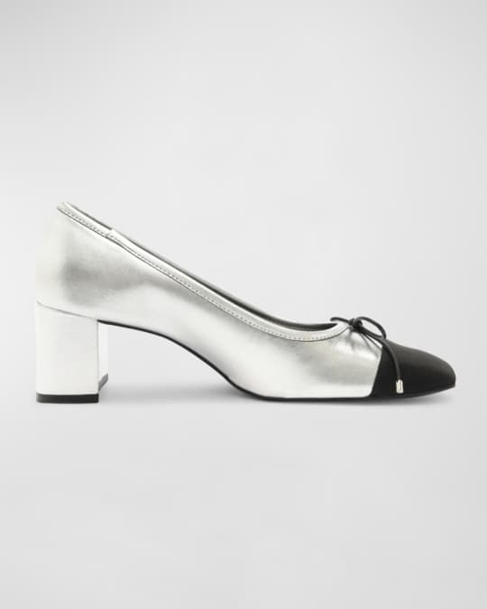 Arissa Metallic Bow Cap-Toe Pumps