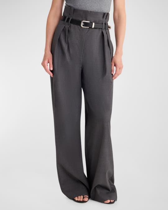 High-Waist Paper Bag Trousers