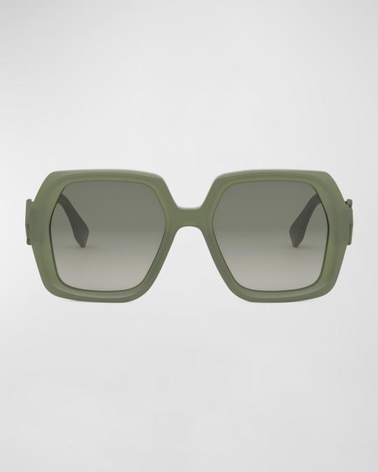 Fendi Fendi Diamond Green Acetate Square Sunglasses | Neiman 