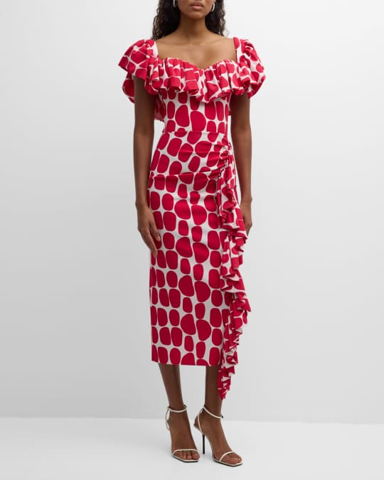 Chiara Boni La Petite Robe Barcelona Giraffea Midi Dress Neiman Marcus