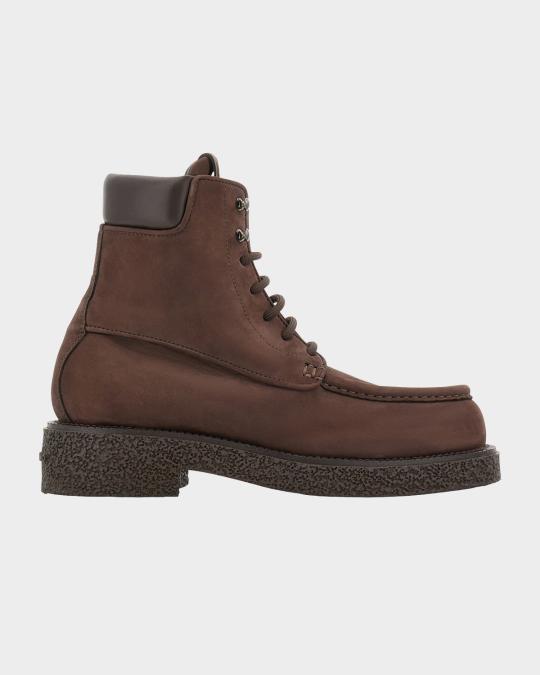 NEW SALVATORE FERRAGAMO men’s flat lace up boots in brown Salvatore Ferragamo Men main image 4