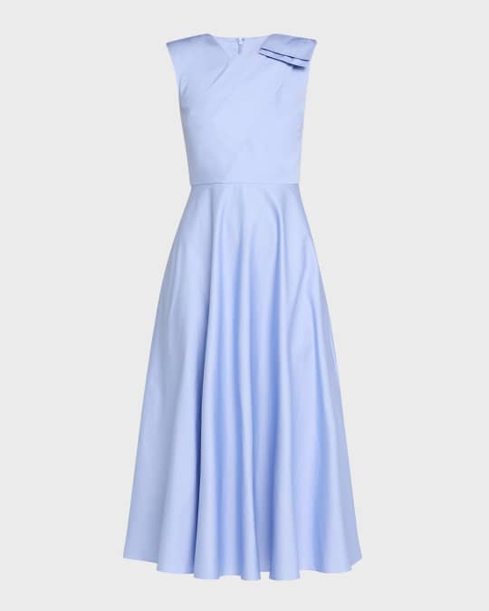 Roland Mouret Cotton Poplin Midi Dress with Bow Detail | Neiman Marcus