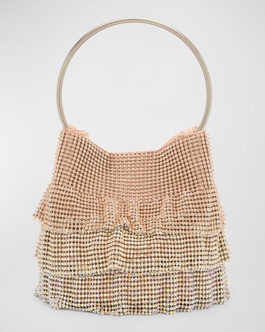 Whiting & Davis Ruffled Crystal Bucket Bag | Neiman Marcus