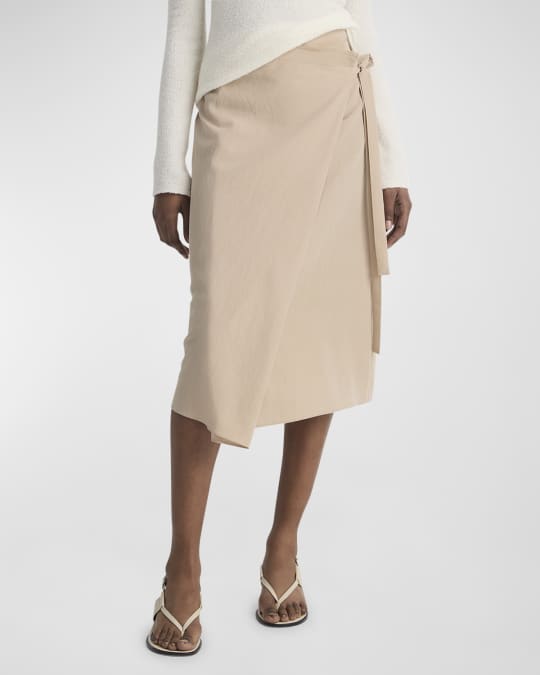Vince Asymmetric Wrap Midi Skirt Neiman Marcus