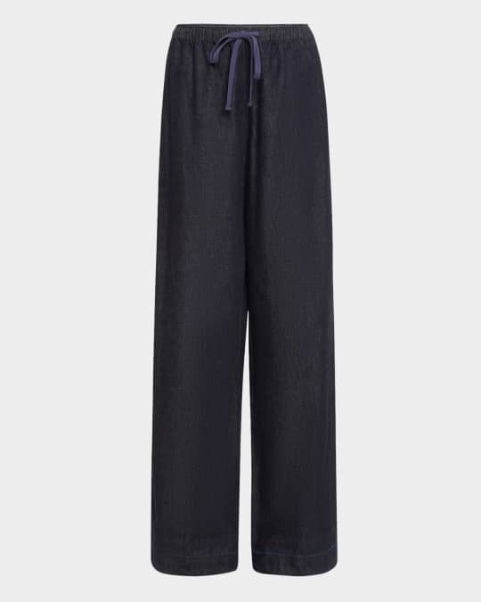 Low-Rise Wide-Leg Cotton Twill Pants