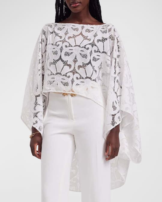 Corinne High Low Sheer Lace Blouse