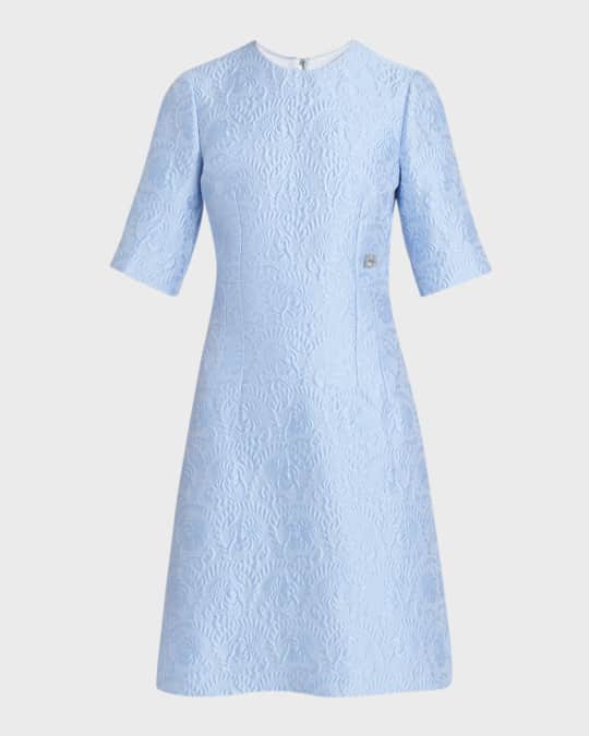 Floral Jacquard Matelasse Mini Dress with DG Pin