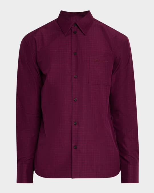 Men's Grid Check Pocket Logo Sport Shirt