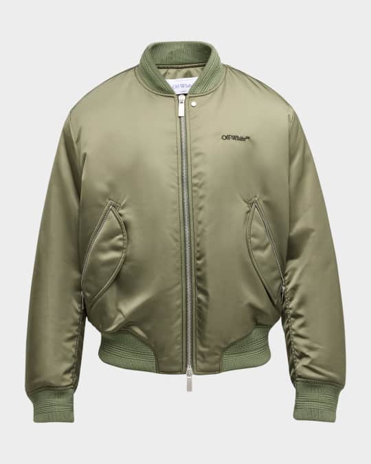 Men's Contrast-Stitch Nylon Bomber Jacket