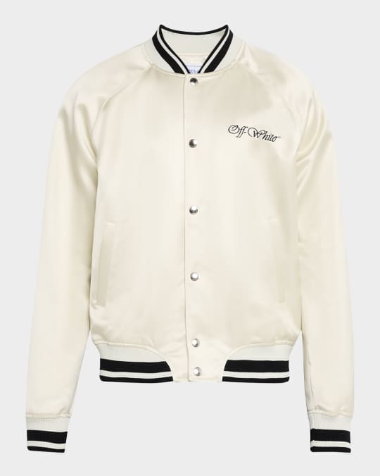 Off-White Men's College Sateen Souvenir Jacket | Neiman Marcus