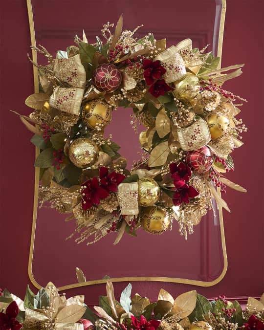 28" Gold Christmas Pre-Lit Wreath