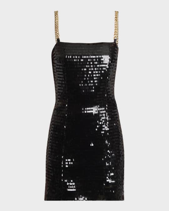 【関税＆送料込み】Balmain Chain Strap Mini Dress Balmain Sequin Mini Dress with Chain Strap Detail | Neiman