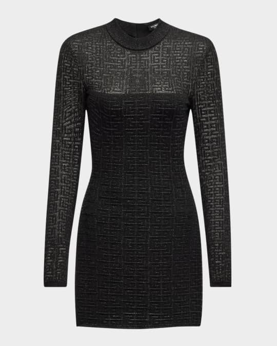 Monogram Print Glitter Knit Mini Dress