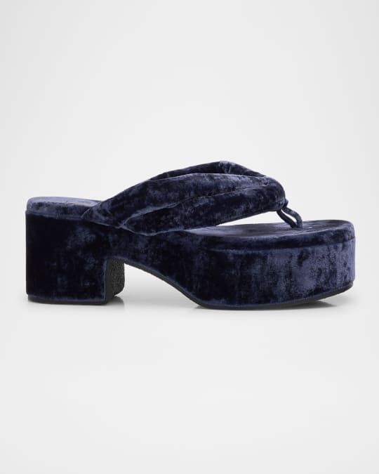 22SS【DRIES VAN NOTEN】Padded sandals パッド入りサンダル Dries Van Noten Padded Velvet Thong Platform Sandals