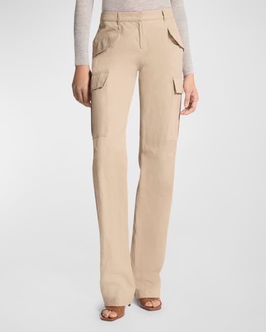 Crushed Cotton Gabardine Slim Cargo Trousers