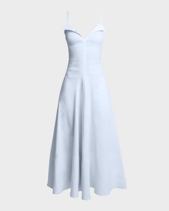 chinese dress ladies Linen Blend Stretch Women Belted Trench Midi Dress – GOELIA main image 1
