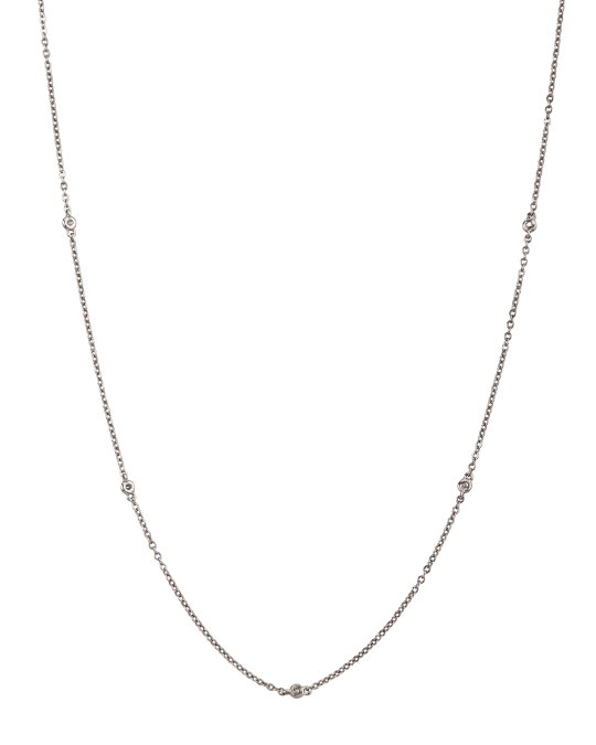 White/Black Diamond-Station 18k Chain Necklace, 36"L