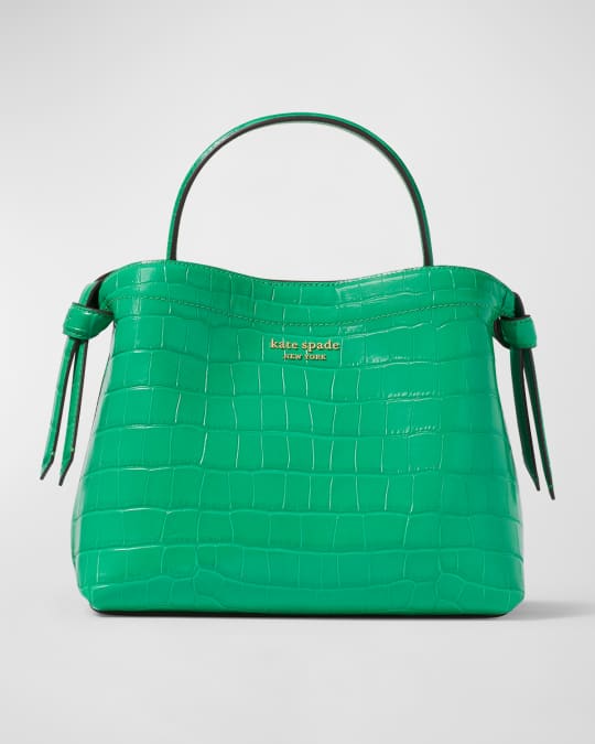 kate spade new york knott croc embossed leather top handle bag Neiman Marcus