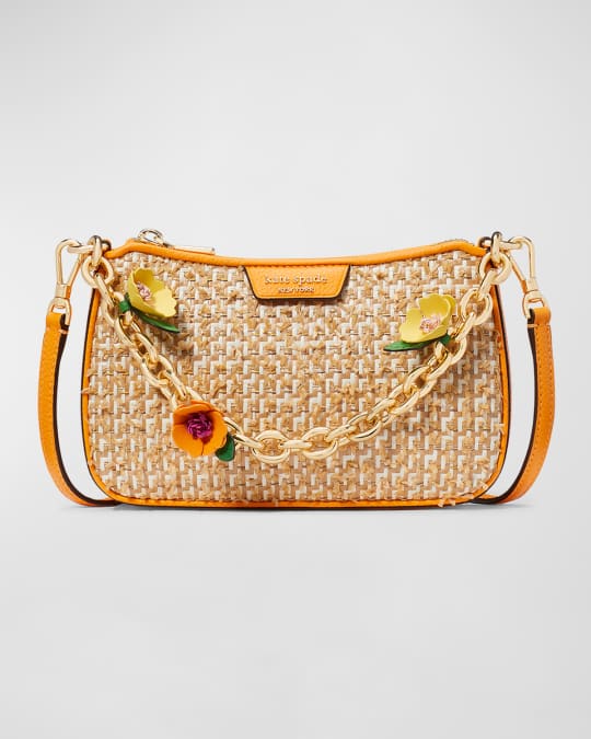 jolie tweed raffia shoulder bag