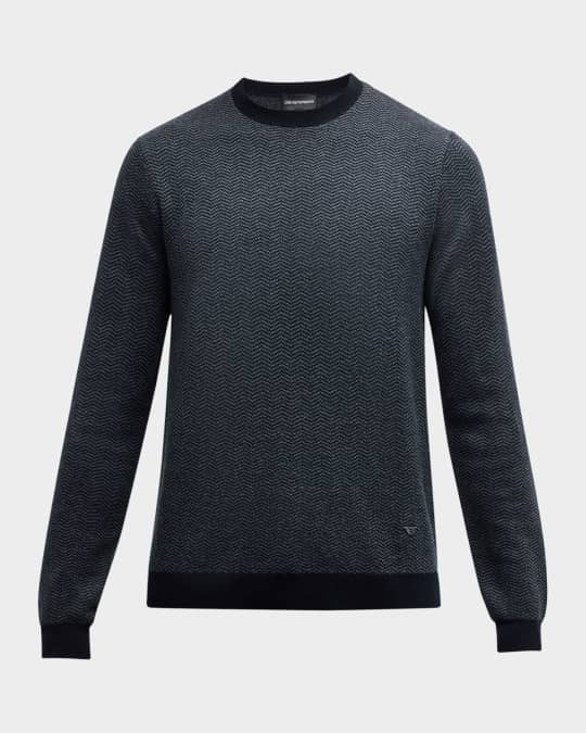 Men's Micro-Chevron Crewneck Sweater