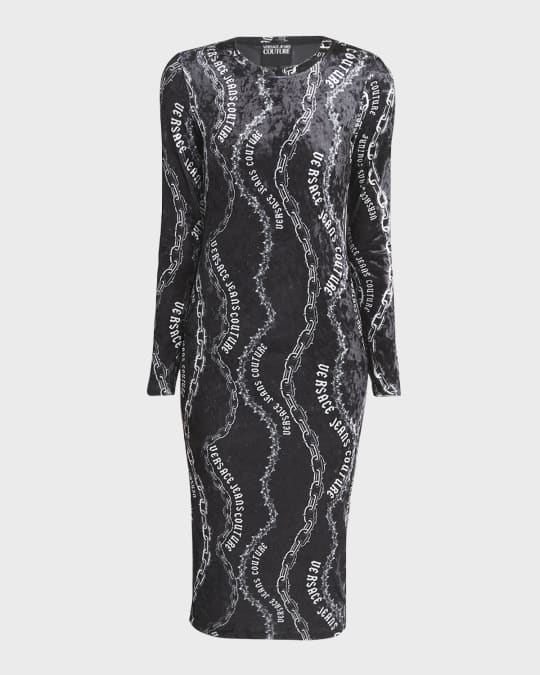 Versace Jeans Couture Chain Logo Bodycon Midi Dress | Neiman Marcus