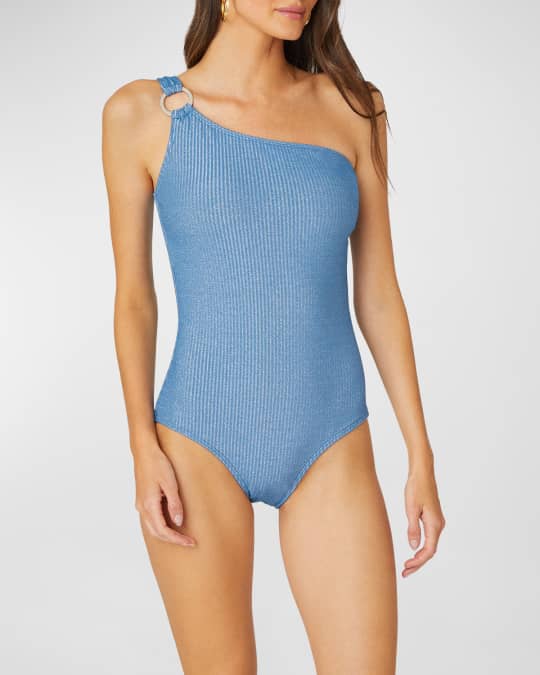 Sea Shimmer Ring One-Shoulder One-Piece Swimsuit 