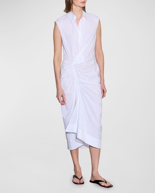 knee length dresses for ladies Farfalla Linen Midi Dress White main image 1