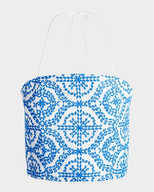 Ceresi Embroidered Halter Crop Top